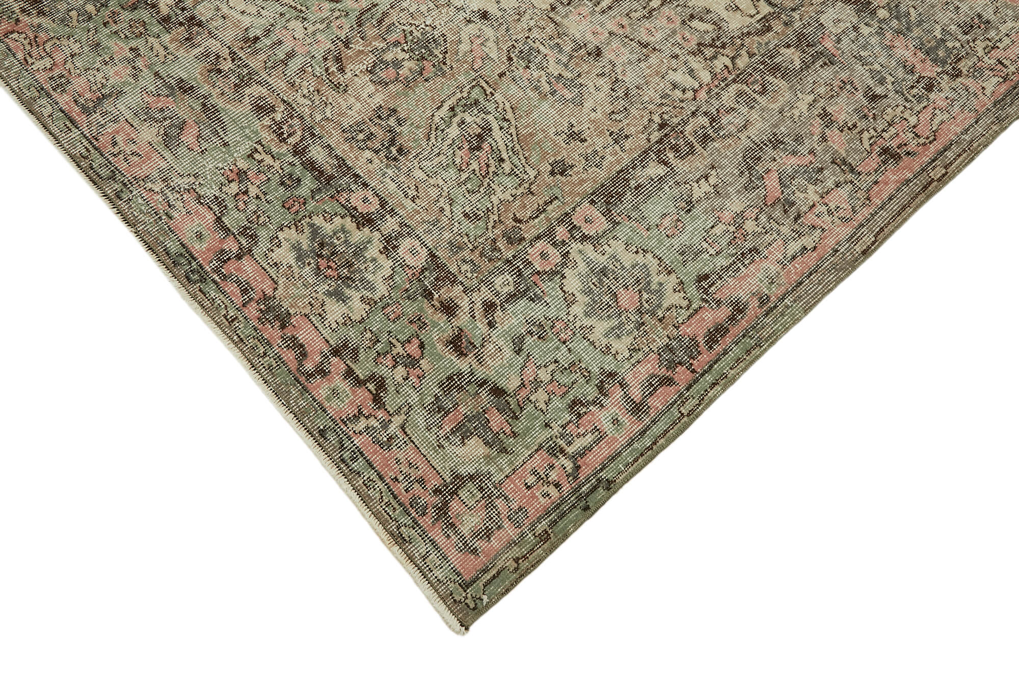 7x10 Beige Turkish Vintage Area Rug - 44769