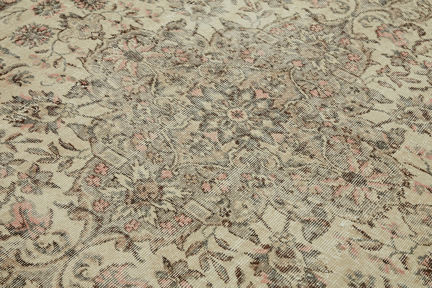 7x10 Beige Turkish Vintage Area Rug - 44769
