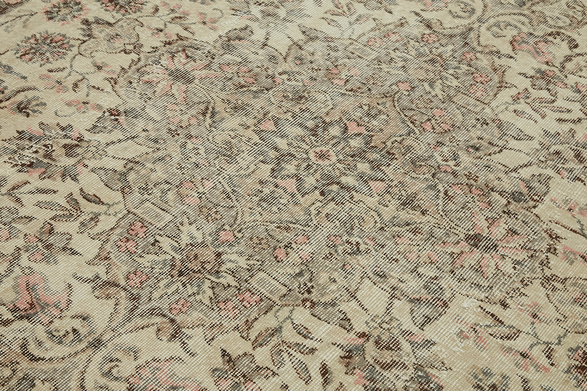 7x10 Beige Turkish Vintage Area Rug - 44769