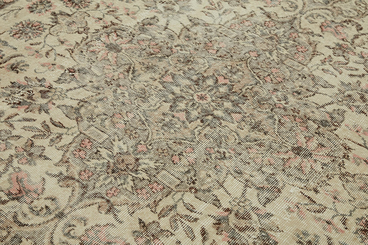 7x10 Beige Turkish Vintage Area Rug - 44769