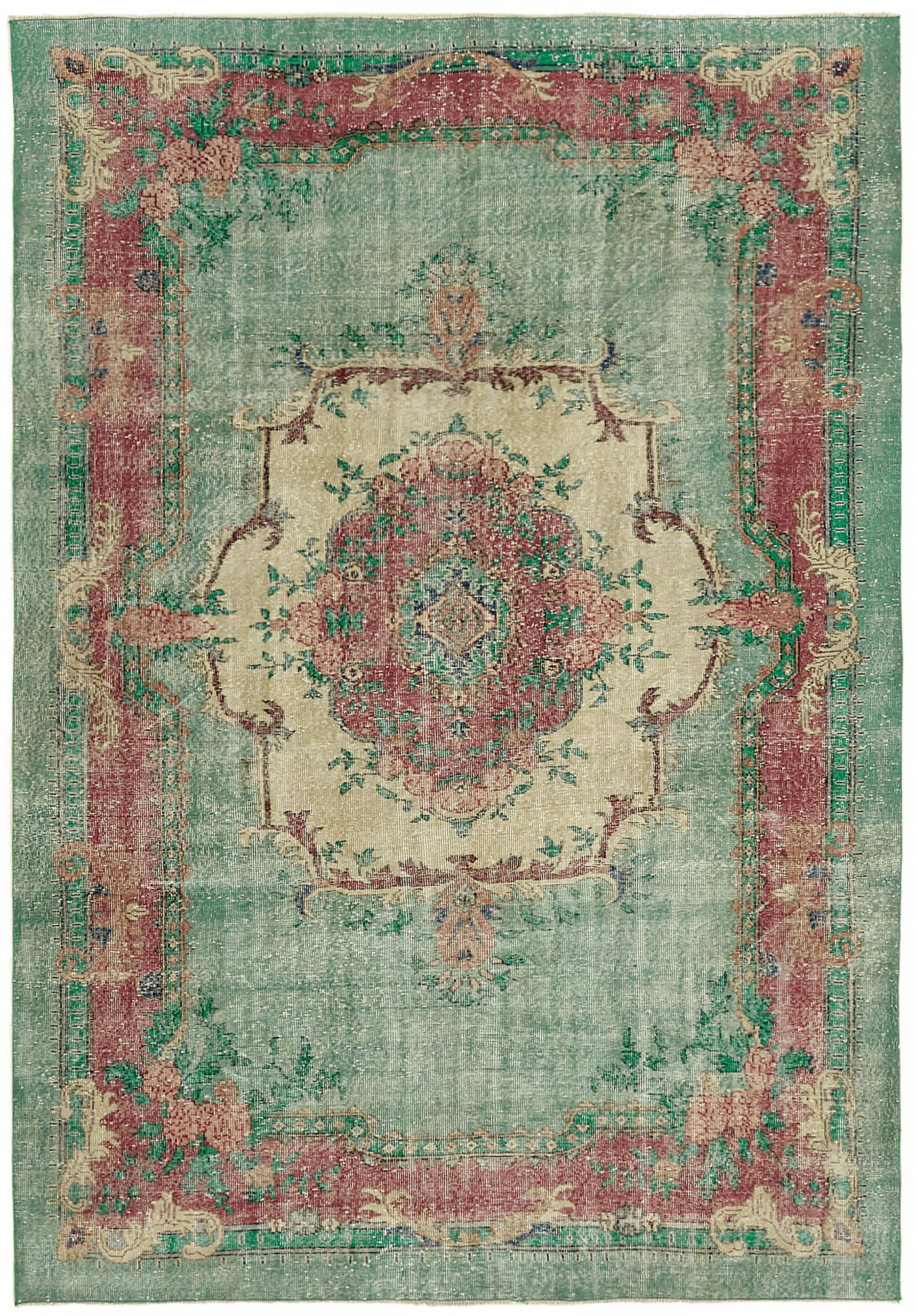 7x10 Beige Turkish Vintage Area Rug - 44777