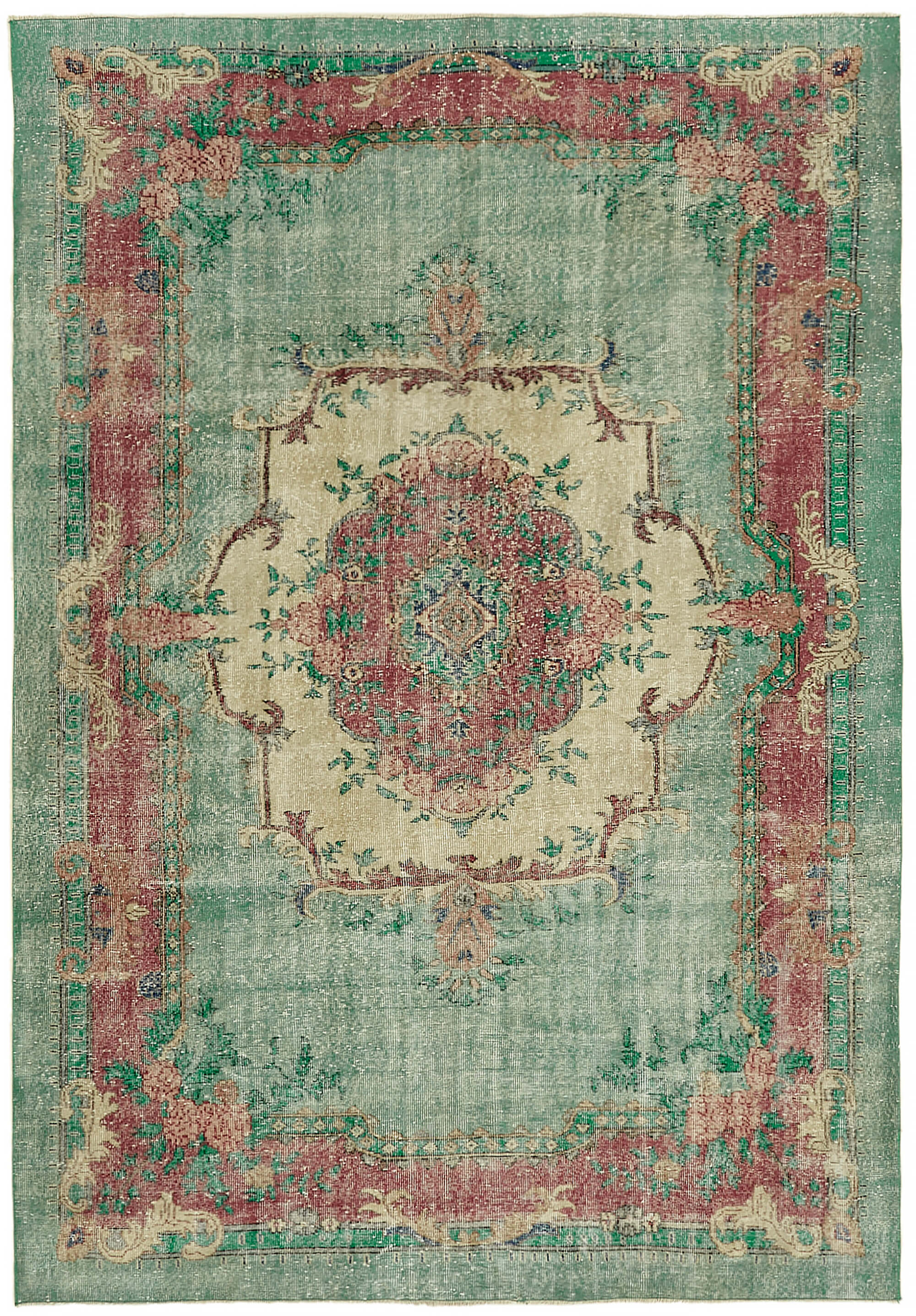 7x10 Beige Turkish Vintage Area Rug - 44777