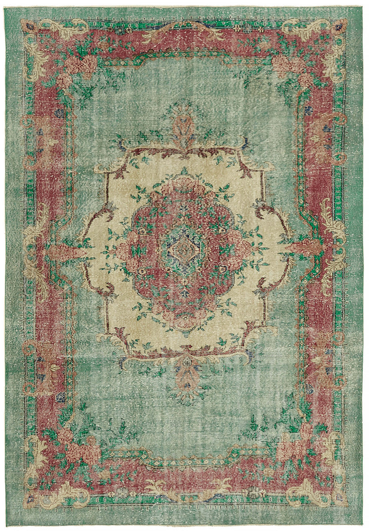 7x10 Beige Turkish Vintage Area Rug - 44777