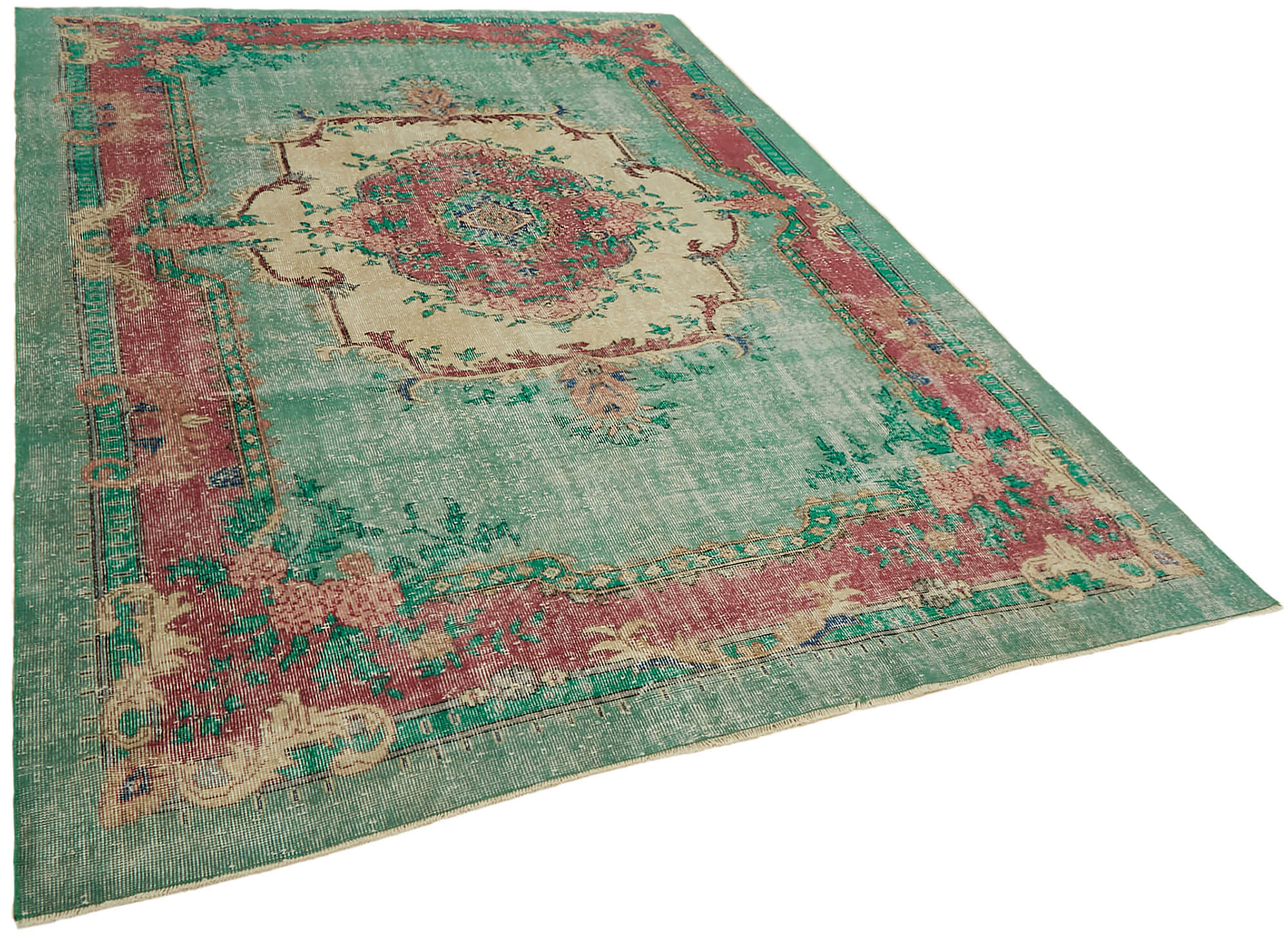 7x10 Beige Turkish Vintage Area Rug - 44777