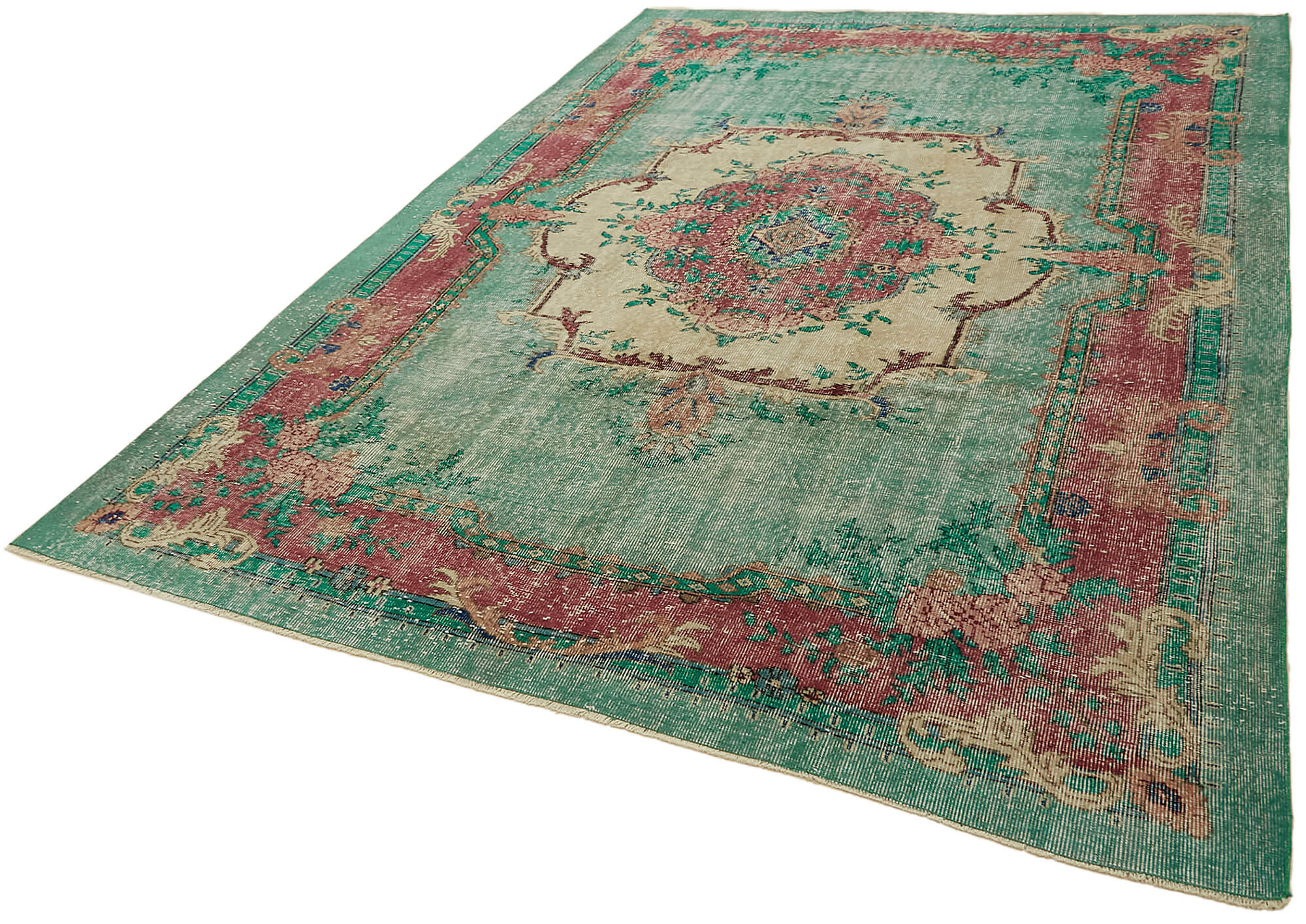 7x10 Beige Turkish Vintage Area Rug - 44777