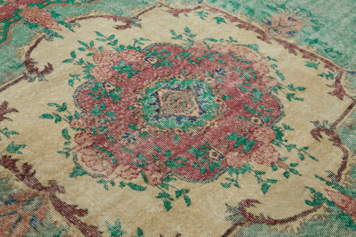 7x10 Beige Turkish Vintage Area Rug - 44777