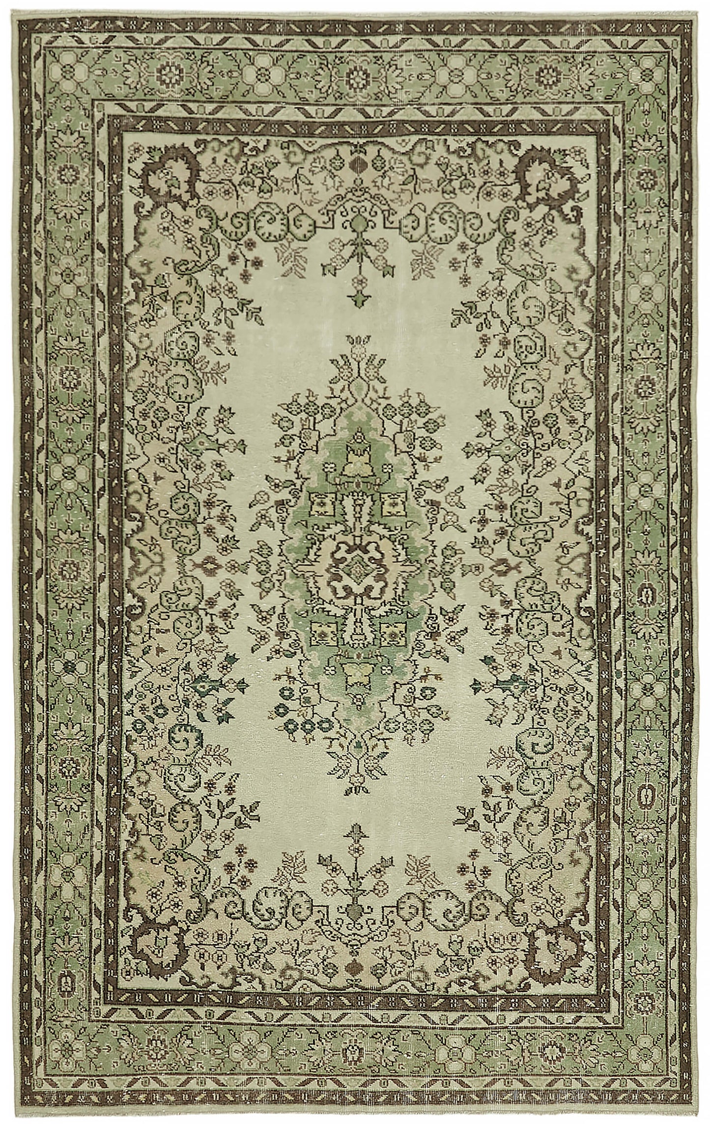 7x10 Beige Turkish Vintage Area Rug - 44781