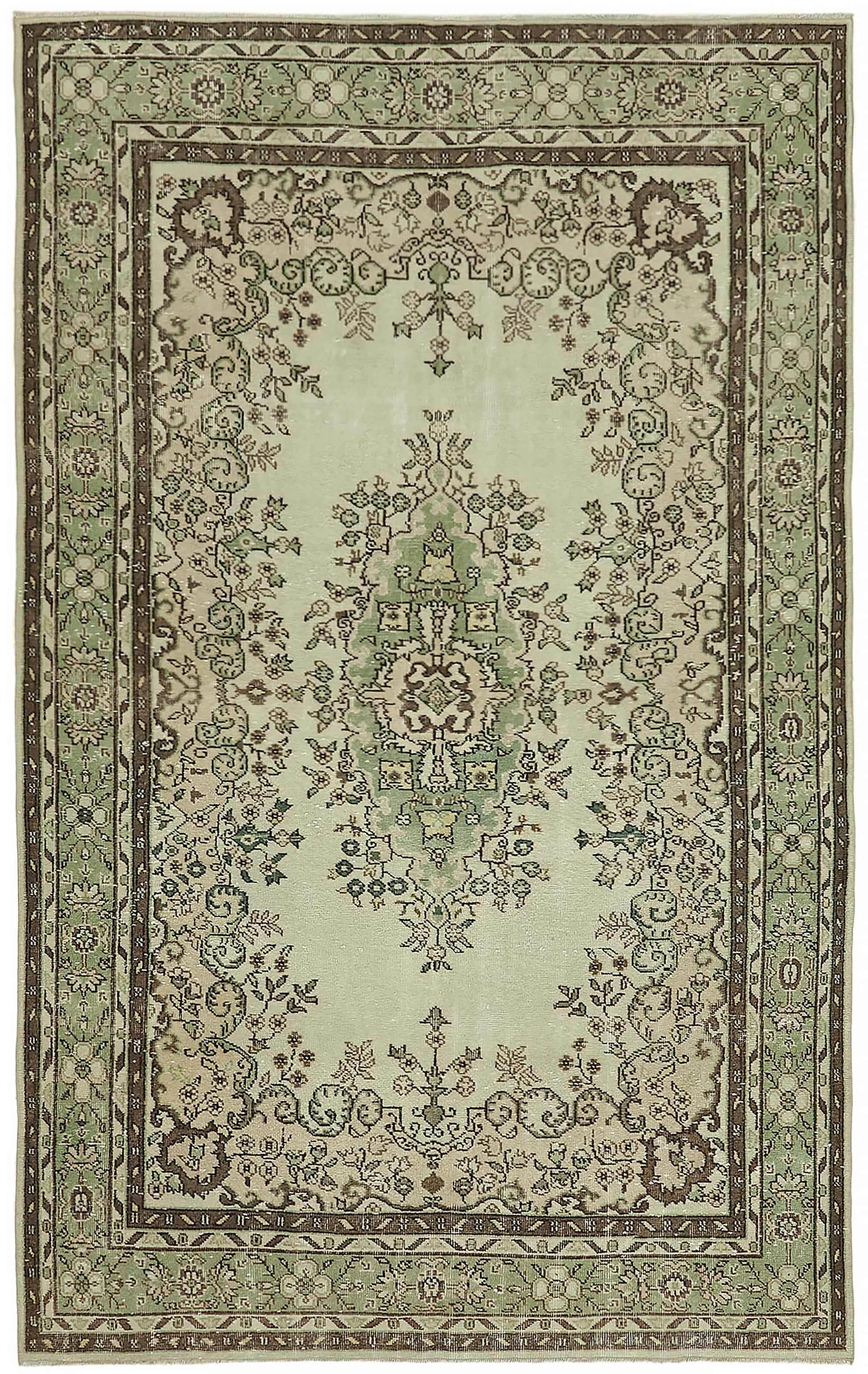 7x10 Beige Turkish Vintage Area Rug - 44781