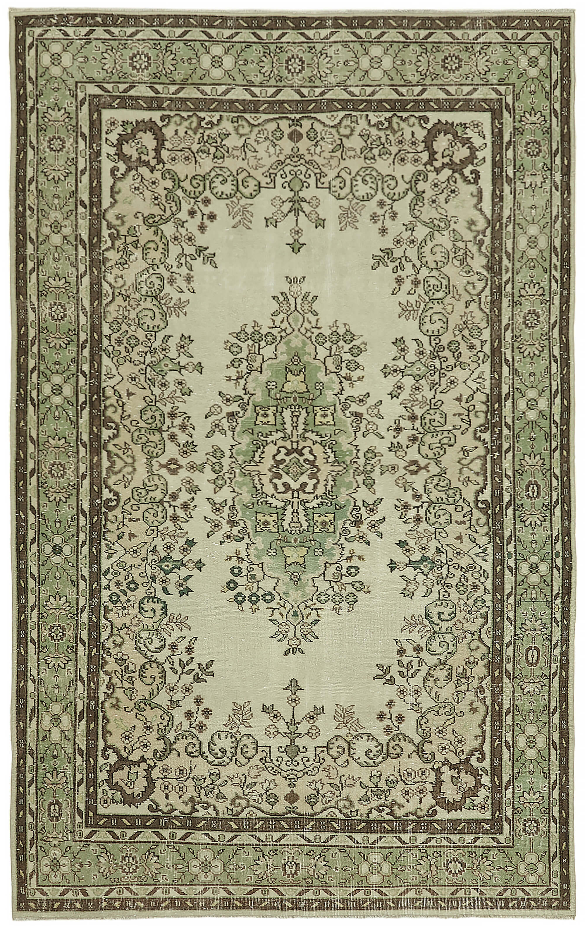 7x10 Beige Turkish Vintage Area Rug - 44781