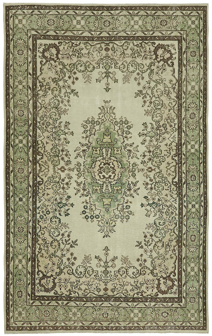 7x10 Beige Turkish Vintage Area Rug - 44781