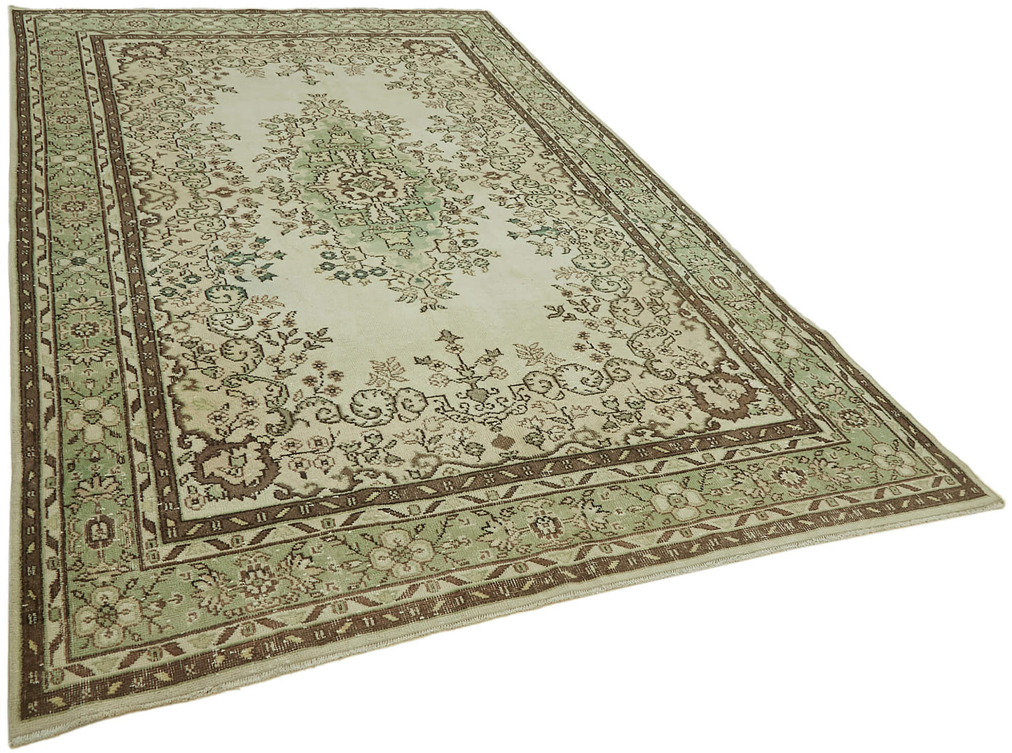7x10 Beige Turkish Vintage Area Rug - 44781