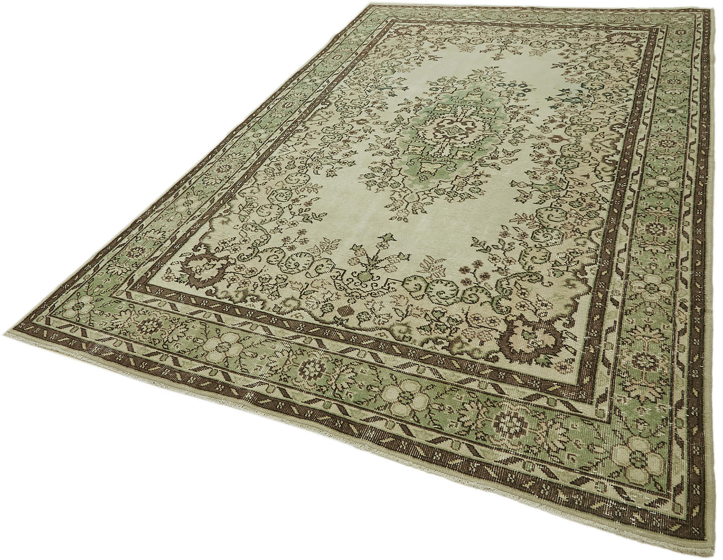 7x10 Beige Turkish Vintage Area Rug - 44781