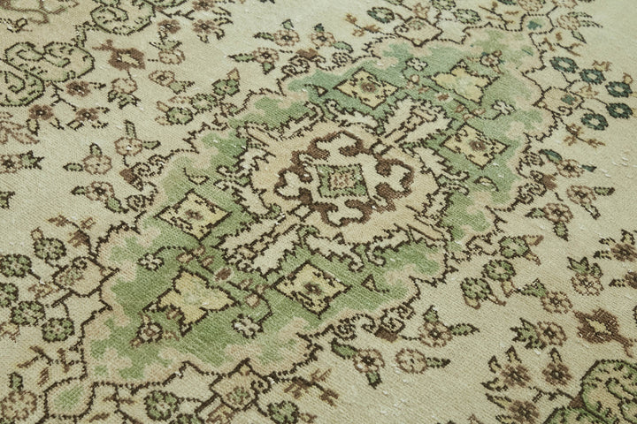 7x10 Beige Turkish Vintage Area Rug - 44781