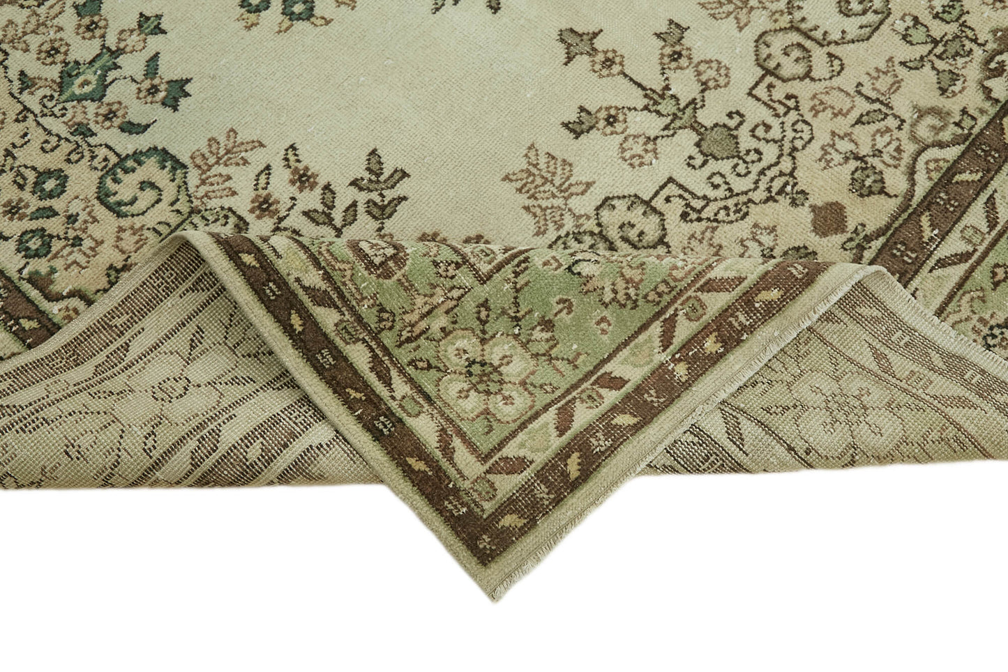 7x10 Beige Turkish Vintage Area Rug - 44781