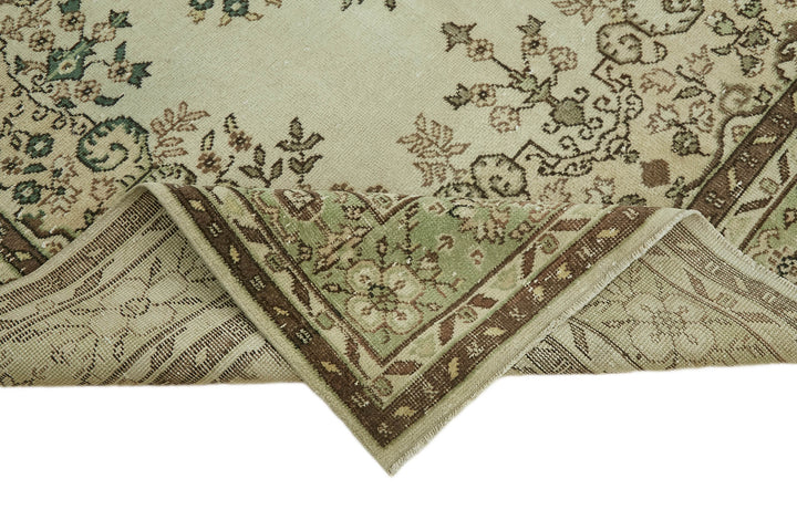 7x10 Beige Turkish Vintage Area Rug - 44781