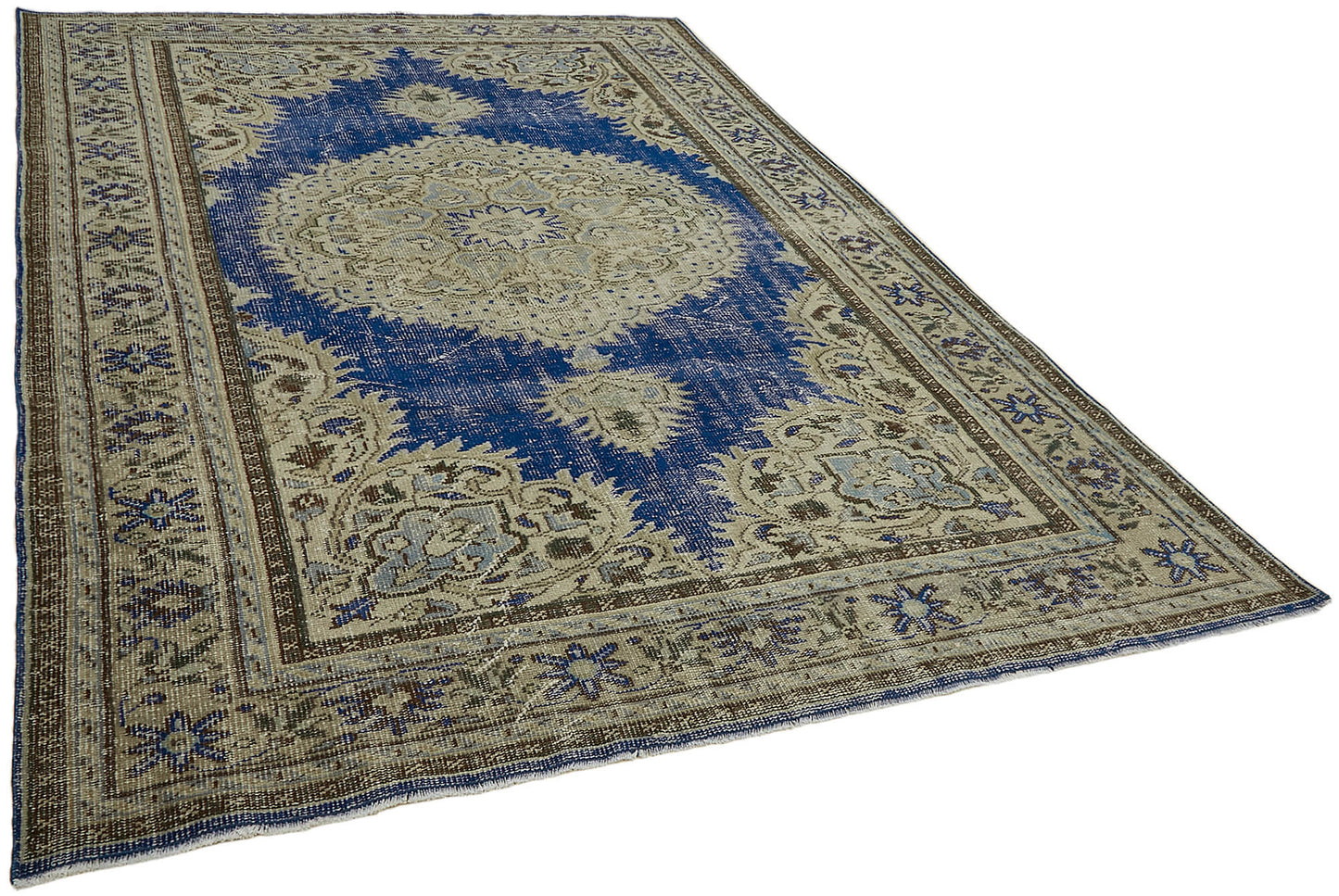 7x10 Beige Turkish Vintage Area Rug - 44783