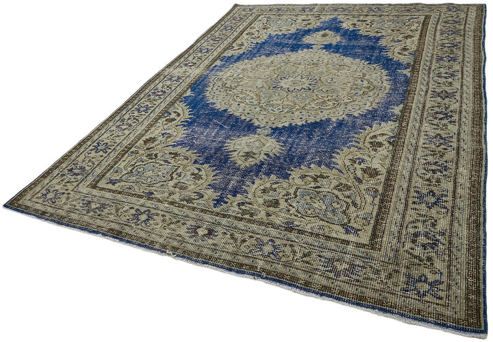 7x10 Beige Turkish Vintage Area Rug - 44783