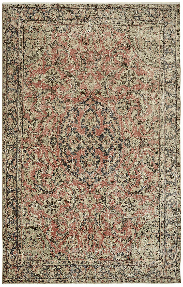 7x11 Beige Turkish Vintage Area Rug - 44788