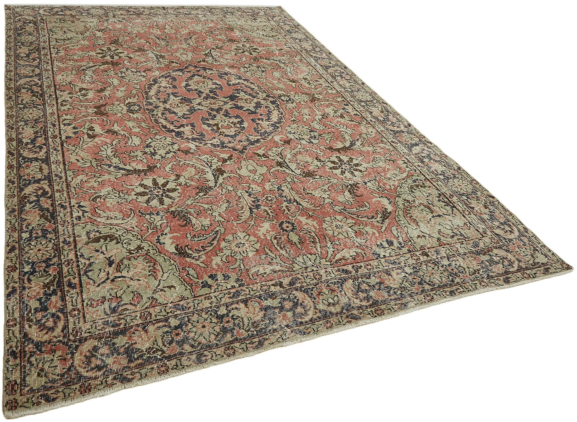 7x11 Beige Turkish Vintage Area Rug - 44788