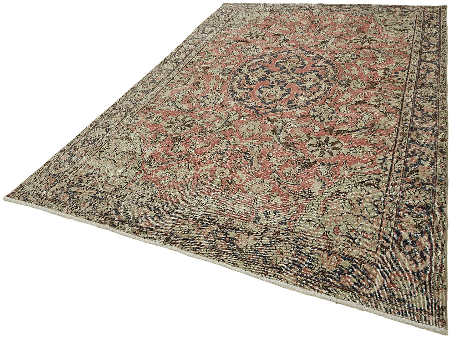7x11 Beige Turkish Vintage Area Rug - 44788