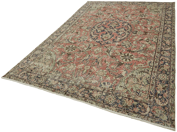7x11 Beige Turkish Vintage Area Rug - 44788