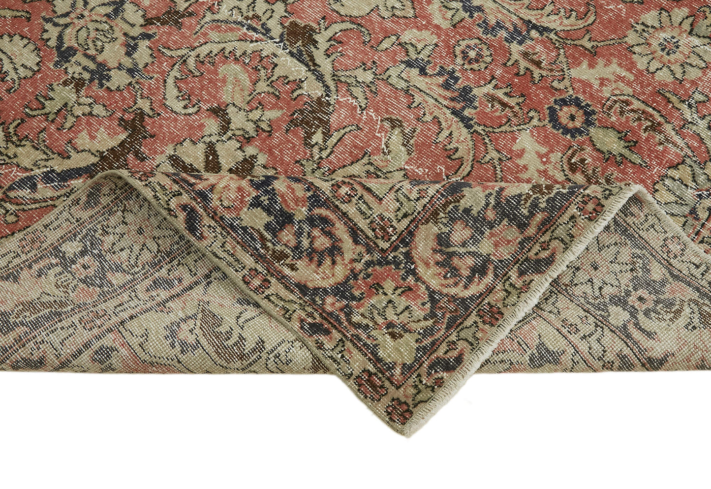 7x11 Beige Turkish Vintage Area Rug - 44788