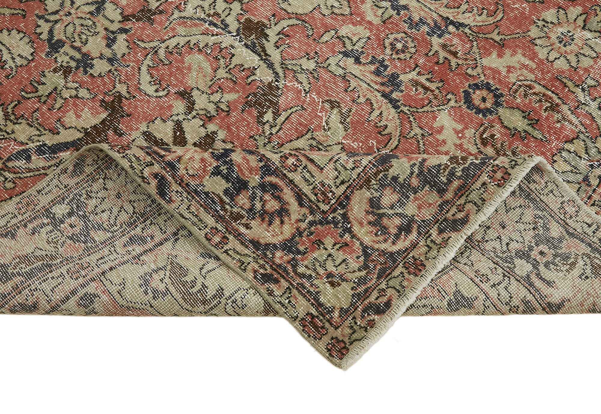 7x11 Beige Turkish Vintage Area Rug - 44788