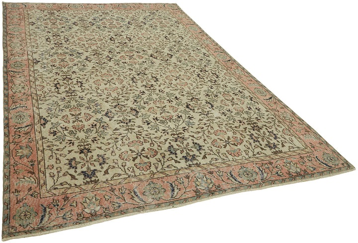 7x10 Beige Turkish Vintage Area Rug - 44792