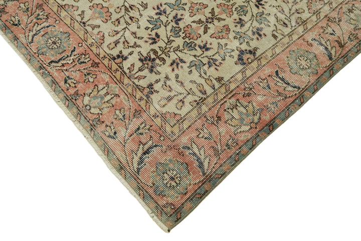 7x10 Beige Turkish Vintage Area Rug - 44792