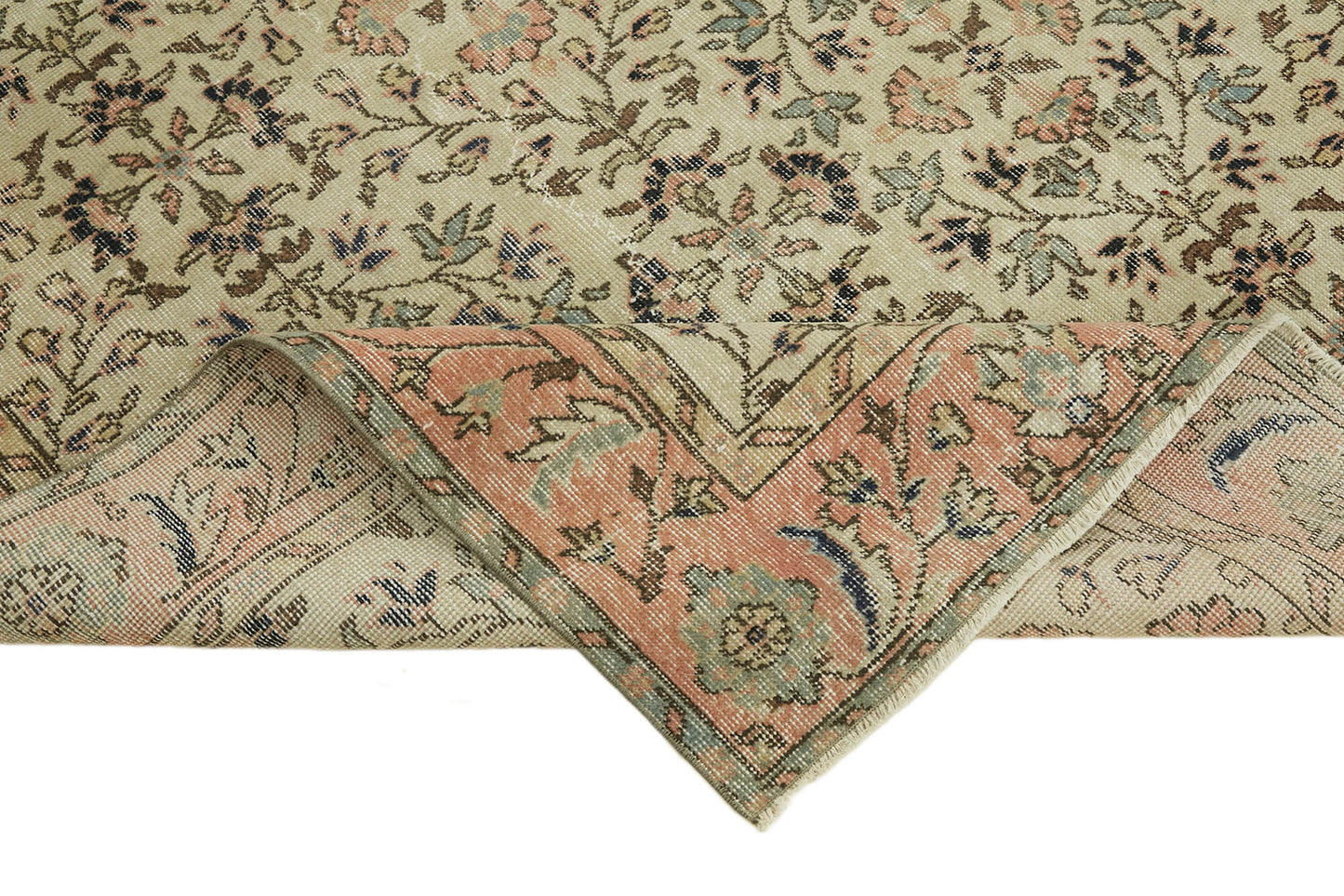 7x10 Beige Turkish Vintage Area Rug - 44792