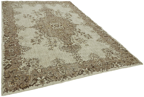 7x10 Beige Turkish Vintage Area Rug - 44796