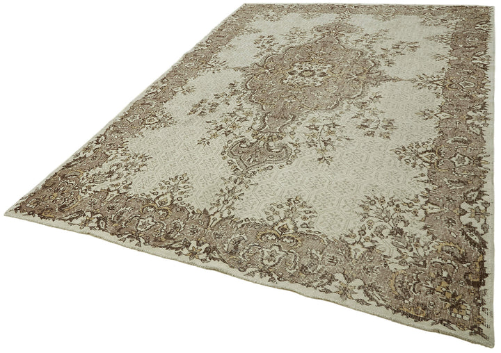 7x10 Beige Turkish Vintage Area Rug - 44796