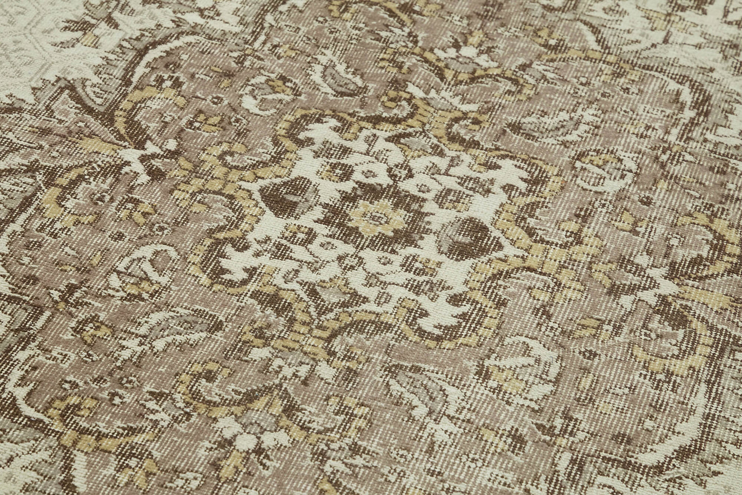 7x10 Beige Turkish Vintage Area Rug - 44796