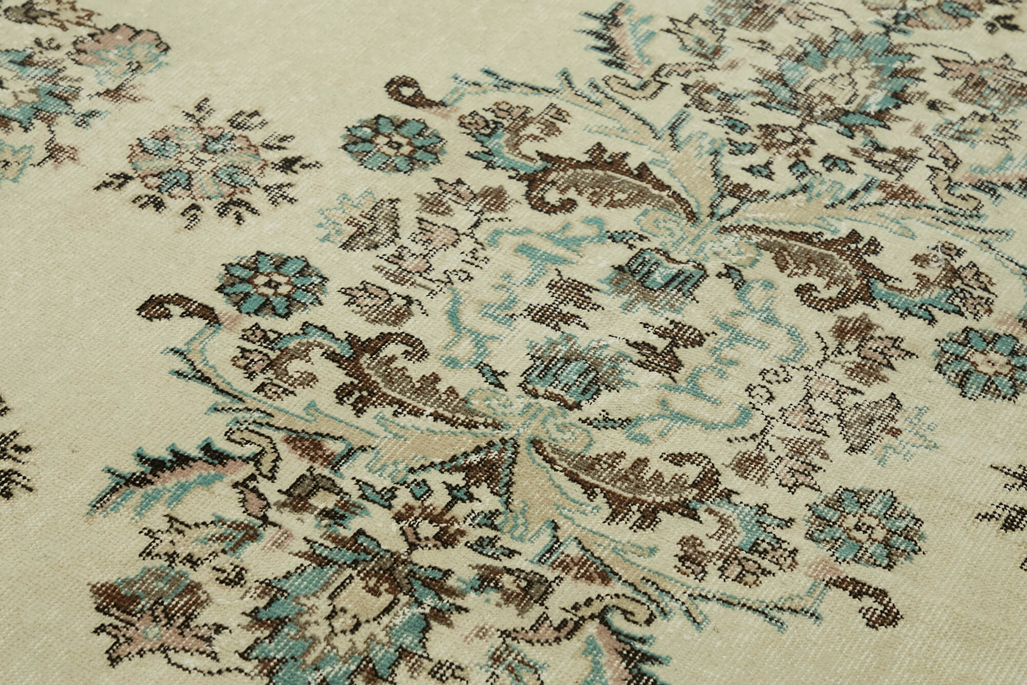 7x11 Beige Turkish Vintage Area Rug - 44797