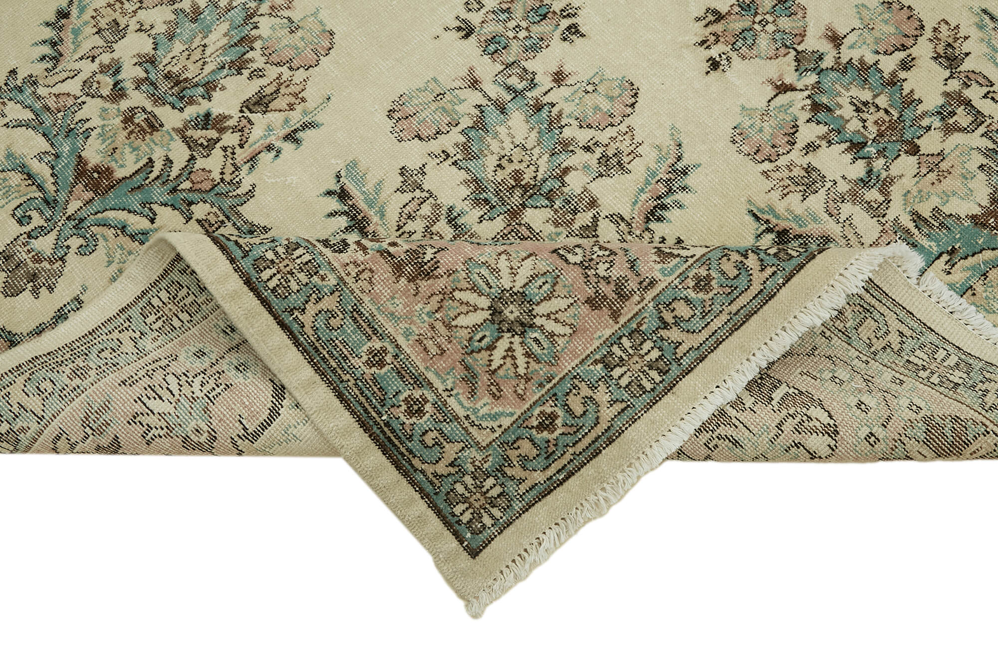 7x11 Beige Turkish Vintage Area Rug - 44797