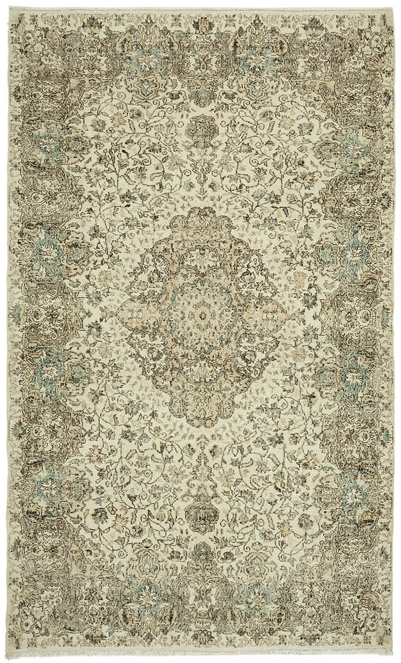 7x11 Beige Turkish Vintage Area Rug - 44799