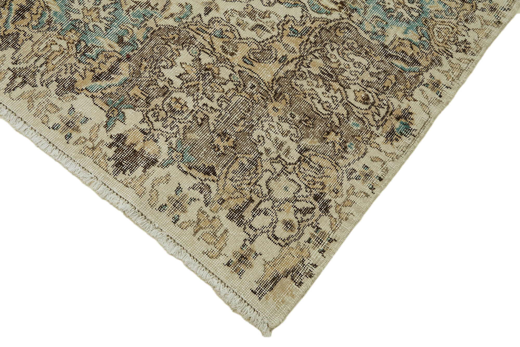 7x11 Beige Turkish Vintage Area Rug - 44799