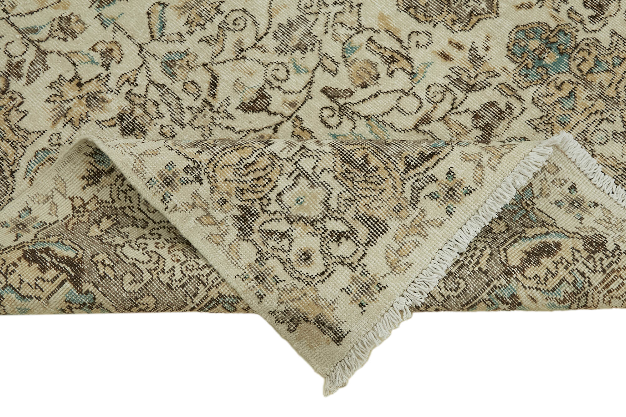 7x11 Beige Turkish Vintage Area Rug - 44799