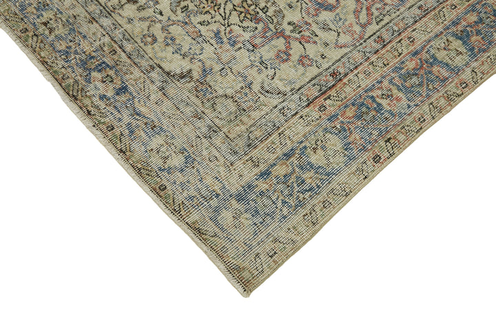 7x11 Beige Turkish Vintage Area Rug - 44800