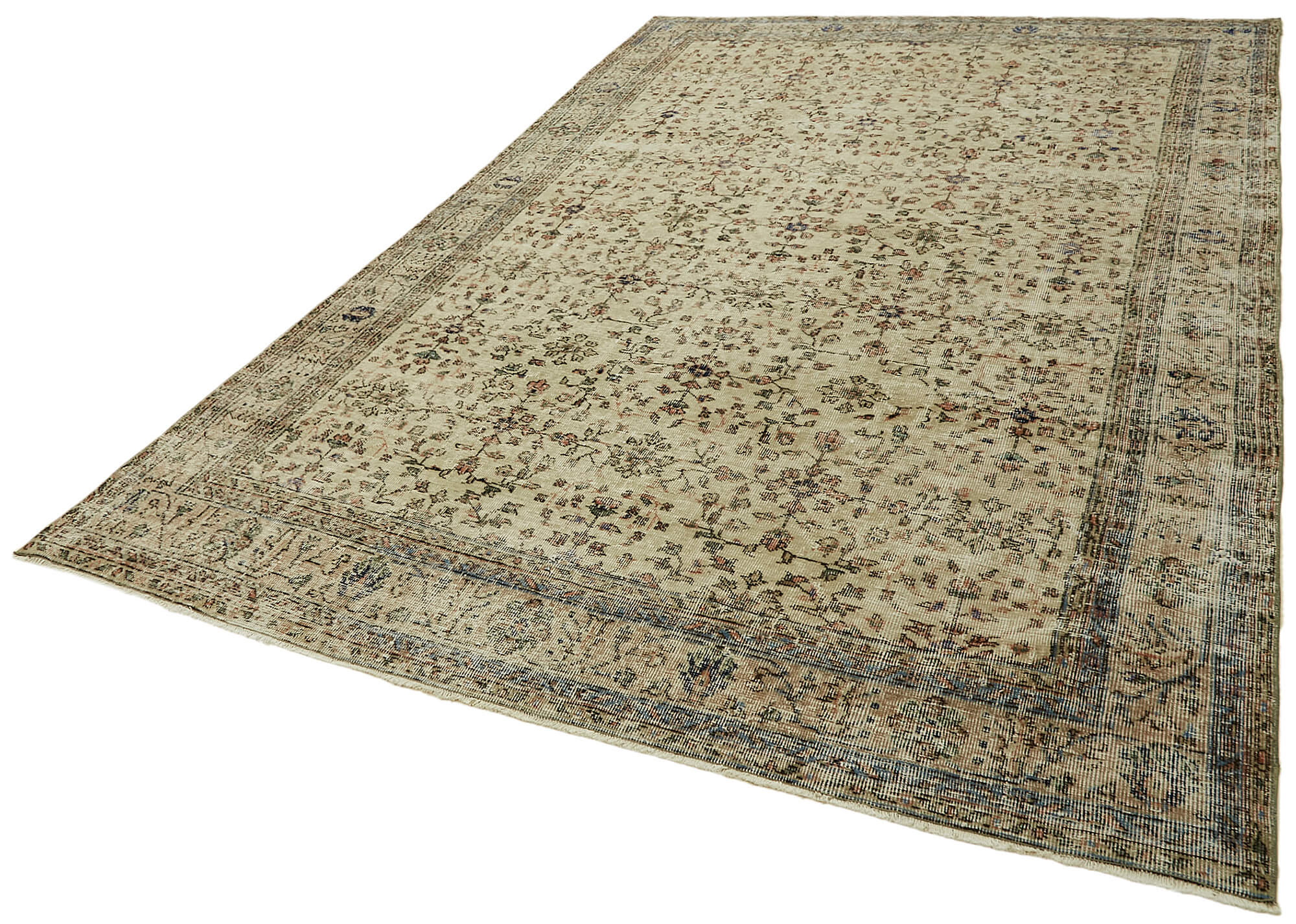 7x10 Beige Turkish Vintage Area Rug - 44811