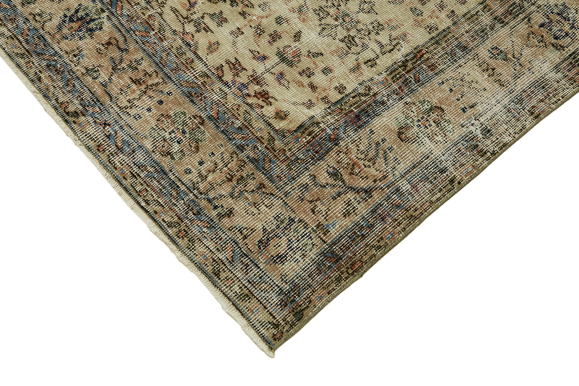 7x10 Beige Turkish Vintage Area Rug - 44811