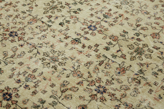 7x10 Beige Turkish Vintage Area Rug - 44811
