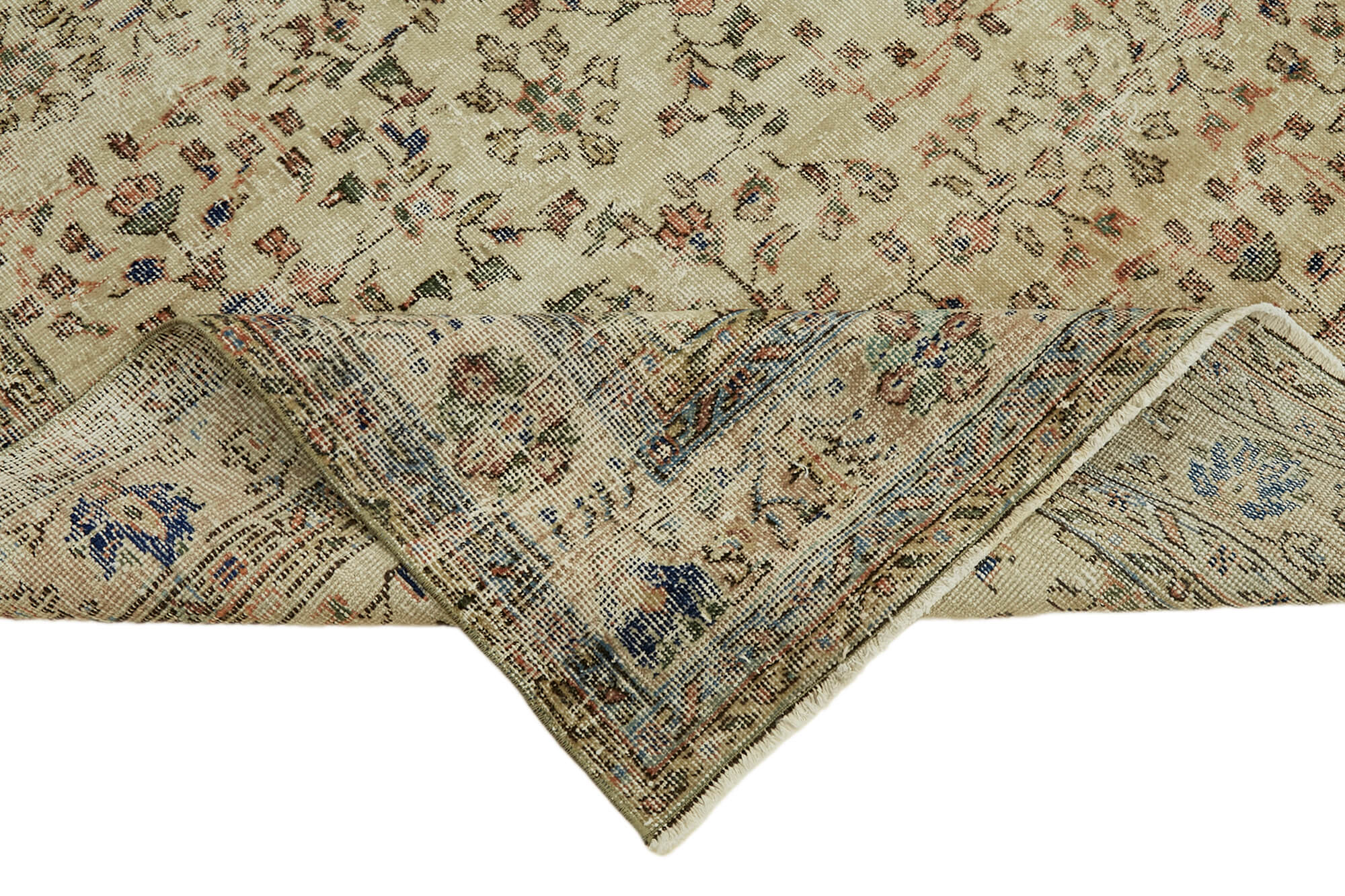 7x10 Beige Turkish Vintage Area Rug - 44811