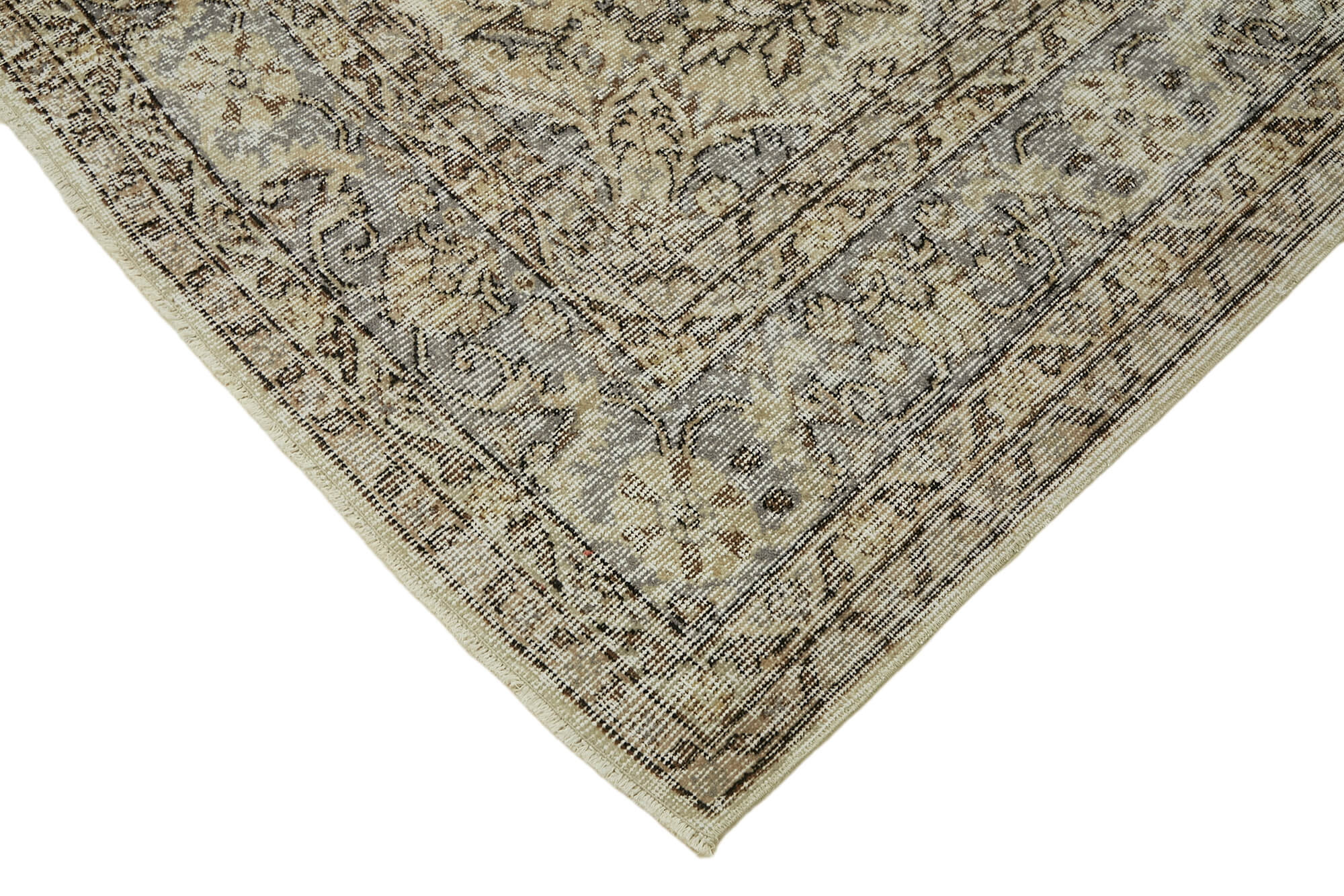 7x10 Beige Turkish Vintage Area Rug - 44819