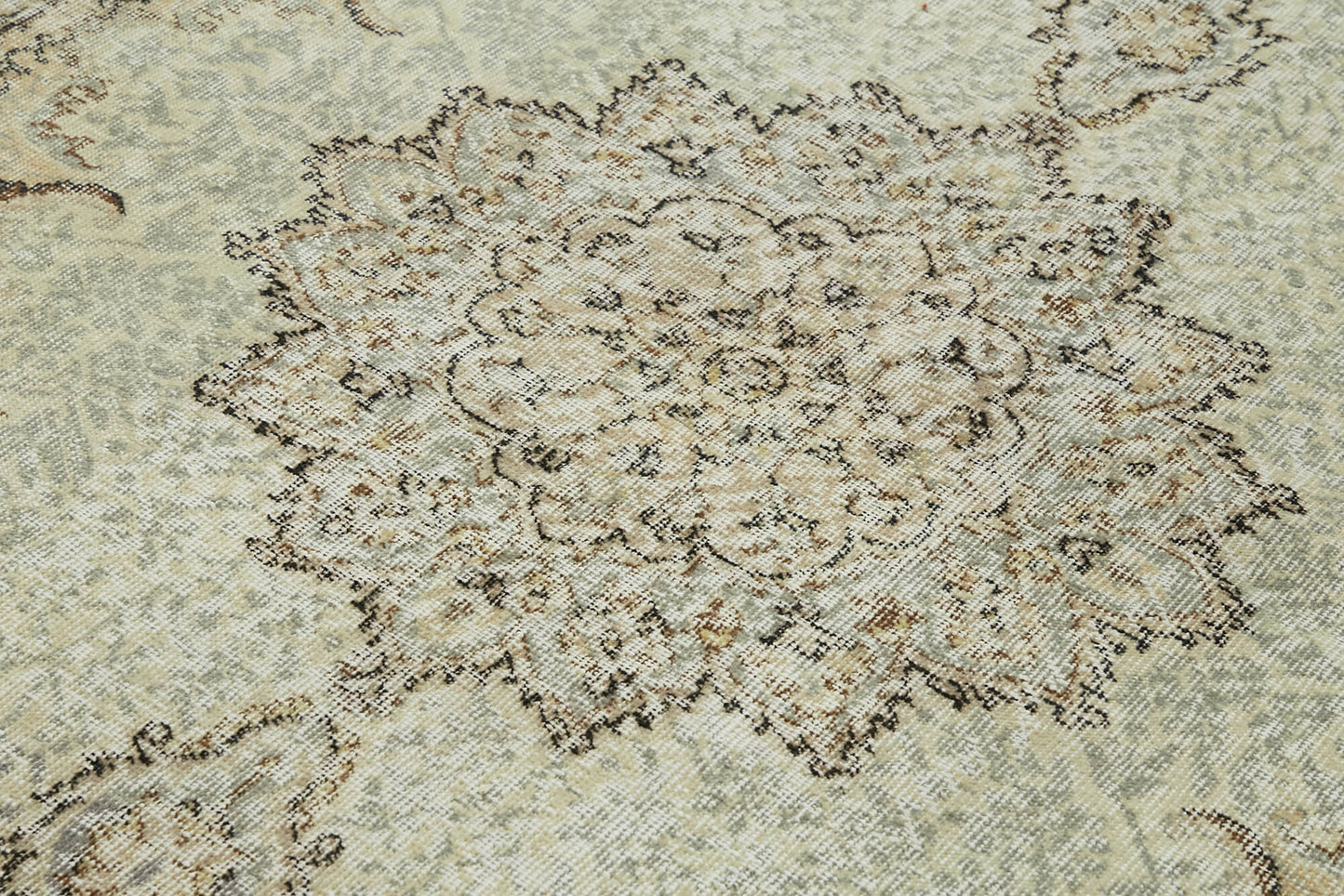 7x10 Beige Turkish Vintage Area Rug - 44819