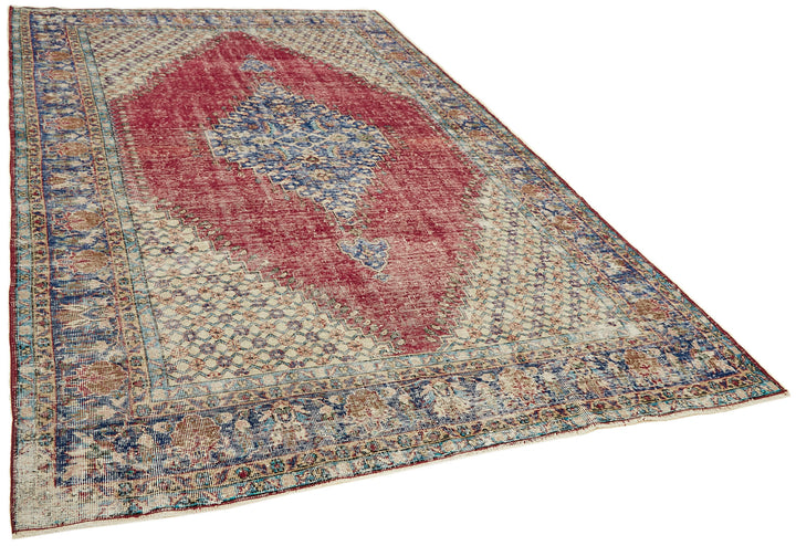 7x11 Beige Turkish Vintage Area Rug - 44828