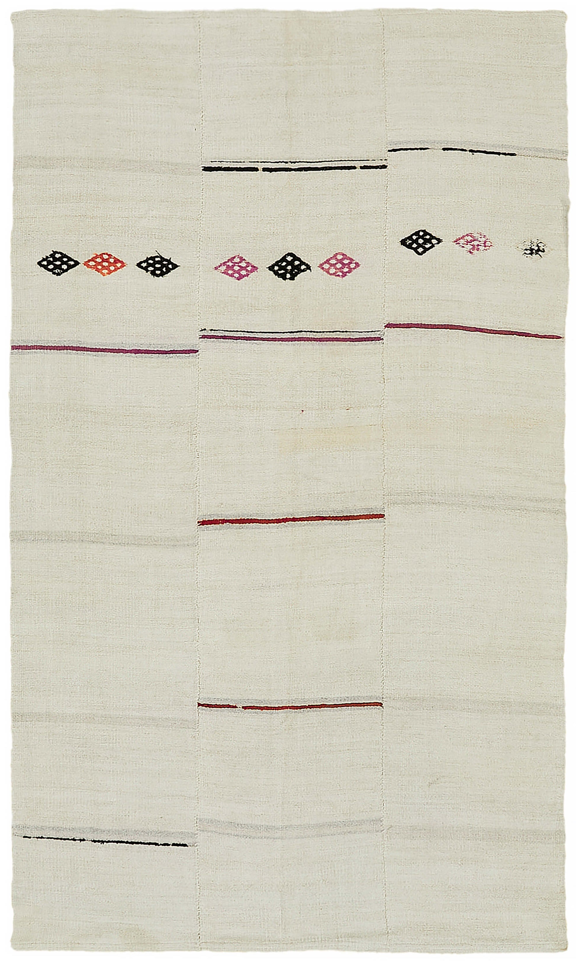 5x9 White Hemp Kilim Rug - 44852