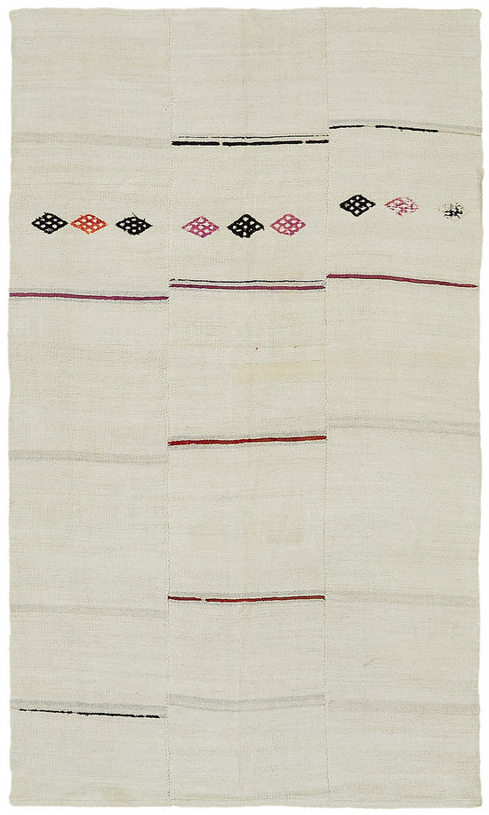 5x9 White Hemp Kilim Rug - 44852