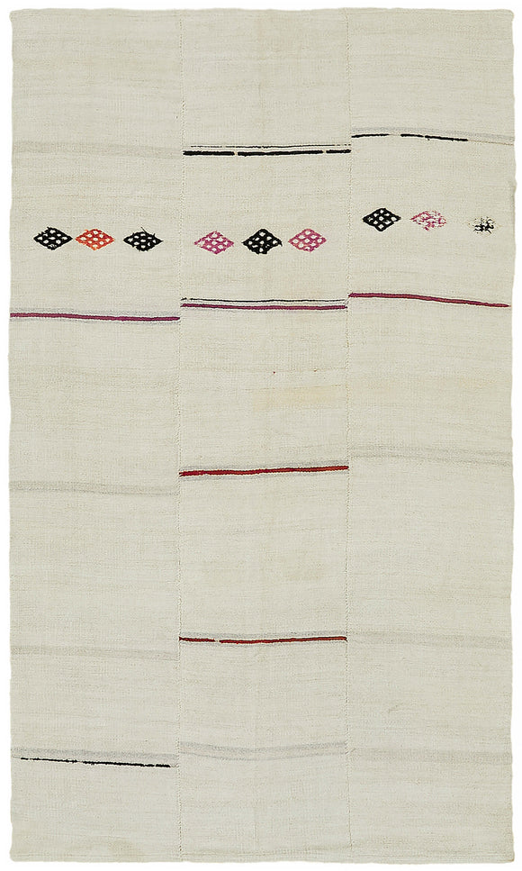 5x9 White Hemp Kilim Rug - 44852
