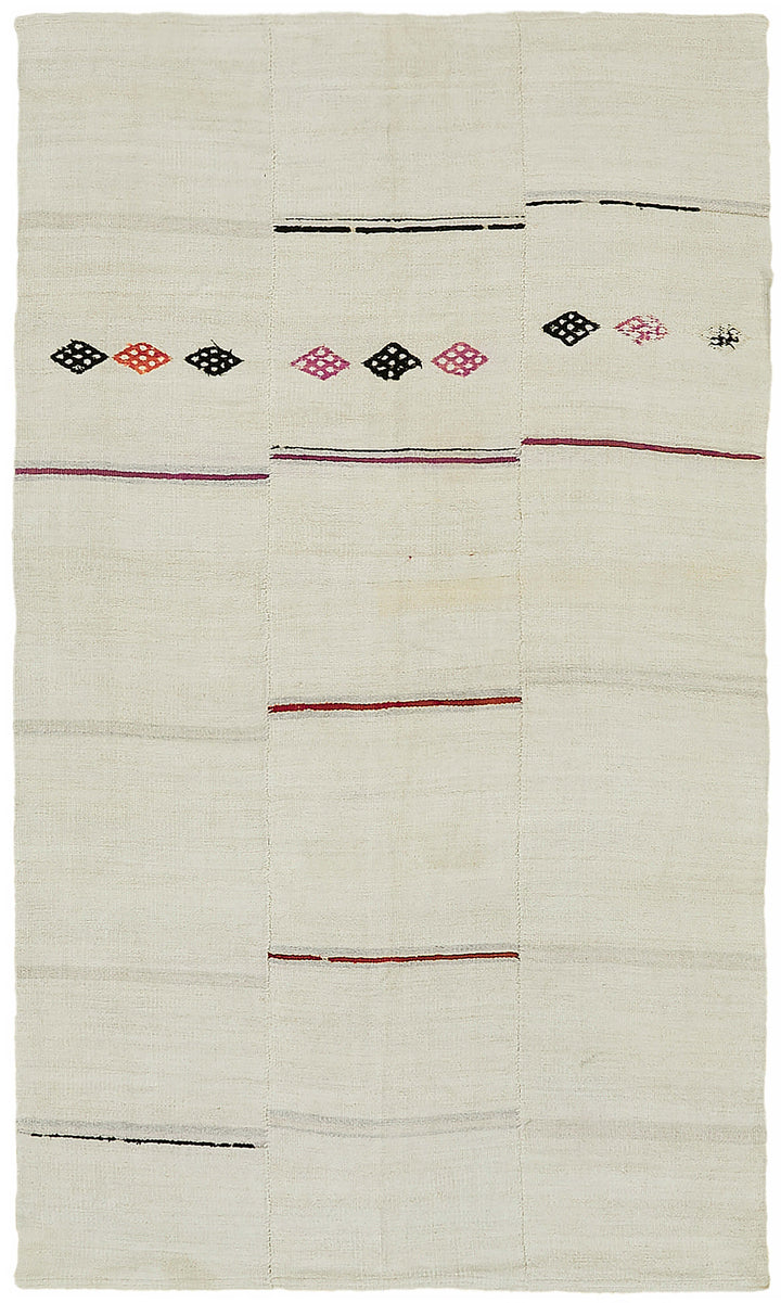 5x9 White Hemp Kilim Rug - 44852